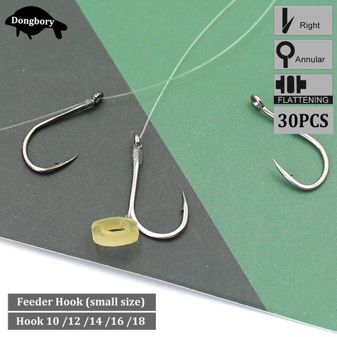 30PCS Carp Fishing Hook Carp Feeder Hooks Black Nickle Barbed Hooks Forged Shank Ringed Right Bent Circle Fishhook for Chod Rigs ► Photo 1/6