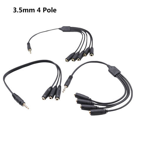 4 Pole 3.5mm Male to 5 Male 3.5mm TRRS Jack Headphone Mic Headset Splitter  Cable