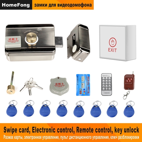 Homefong Electronic Door Lock for Video Intercom Video Door Phone Wired Remote Unlock  with Smart Card  Home Security System Kit ► Photo 1/6