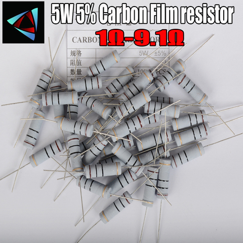 5pcs 5W 5% Carbon Film resistor 1R ~ 1M 1 1.2 1.5 1.8 2 2.2 2.4 2.7 3 3.3 3.6 3.9 4.3 4.7 5.1 5.6 6.2 6.8 7.5 8.2 9.1 ohm ► Photo 1/1