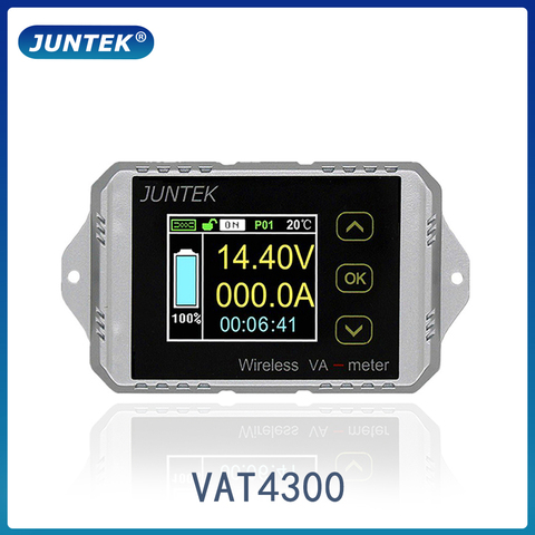 JUNTEK VAT4300 400V 300A Wireless ammeter voltmeter battery capacity monitoring coulomb counter 12V 24V 48V color screen meter ► Photo 1/6