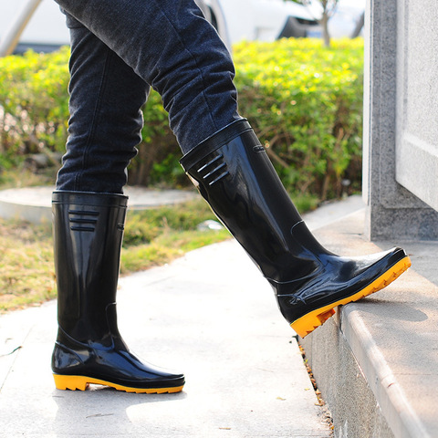 Men Rain Boots Workplace Kitchen Waterproof Anti-skip Anti-oil Labor Shoes Male Rainy Car Washing Men's Shoes tyu78 ► Photo 1/4