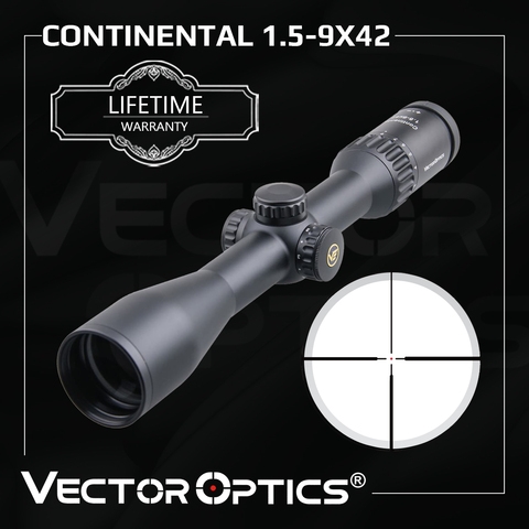 Vector Optics Continental 1.5-9x42 Hunting Rifle Scope Optical Riflescope 1/4 MOA German #4 Center Dot 90% Light .338 Lapua Mag ► Photo 1/6