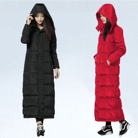 long Goose Feather Jacket Women Winter Down Coat Long Plus Size Parka Thick Warm Slim Hooded Zipper Outerwear 2022 Winter Jacket ► Photo 1/6