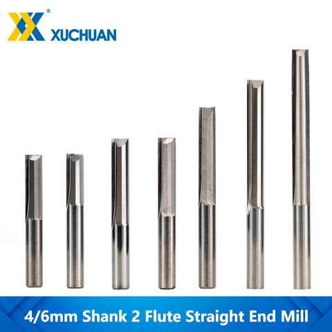 2 Flute Straight End Mill CNC Router Bit 10pcs 4/6mm Shank For Wood MDF Plastic Engraving Tool Tungsten Carbide Milling Cutter ► Photo 1/6
