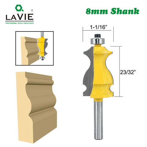 LAVIE 1pc 8MM Shank Fish Handrail Moulding Line Router Bit Woodworking Cutter Milling for Wood Bit Face Mill MC02071 ► Photo 1/6