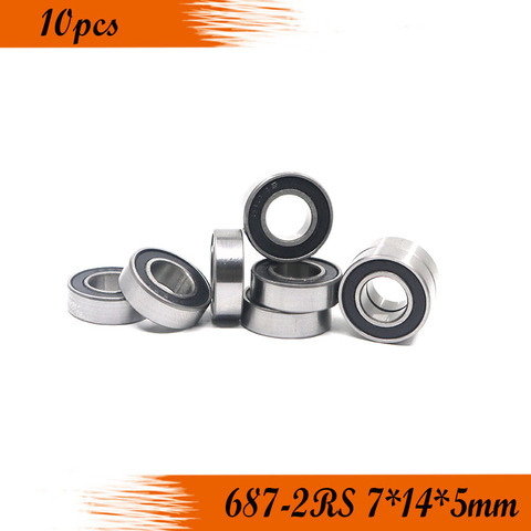 10pcs  687-2RS  7*14*5 mm rubber sealed deep groove ball bearing  687 687RS  7x14x5 MINI miniature steel ball bearings ► Photo 1/4