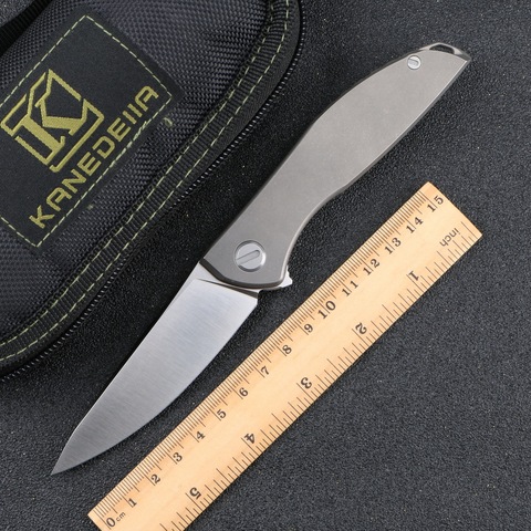 Kanedeiia custom neon zero flipper folding knife titanium alloy handle D2 blade trekking camping hunting fruit knives EDC tools ► Photo 1/6