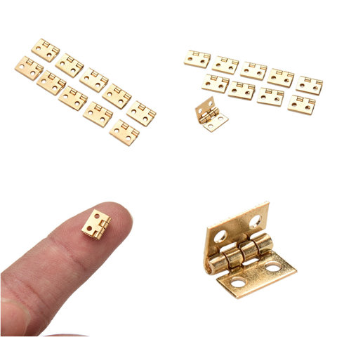 10 Pcs/lot 10*8MM Mini Cabinet Drawer Hinge Butt Hinge Copper Gold 4 Small Small Hinge Hole Hand Tools Hardware ► Photo 1/6