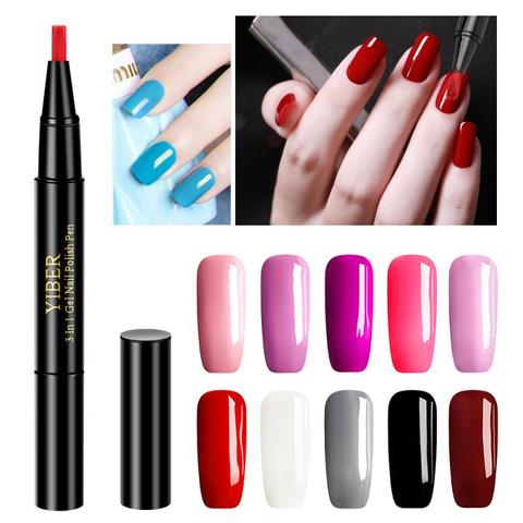 10 Colors  Nail Gel Varnish Pencil One Step Gel Nail Pen No Need Top Base 3 In 1 UV Gel Lacquer Nail Glitter Polish TSLM1 ► Photo 1/6