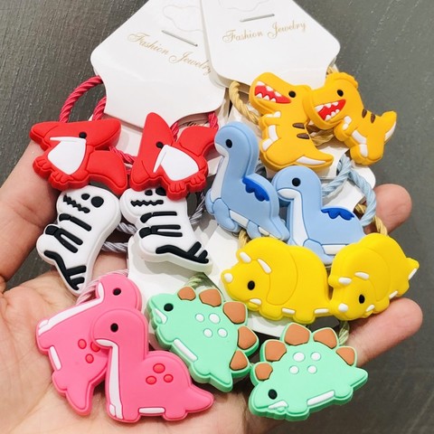 2Pcs Animal Dinosaur Cute Colorful Hair Accessories Children Rubber Bands Scrunchies Elastic Hair Bands Girls Headwear Ties ► Photo 1/6