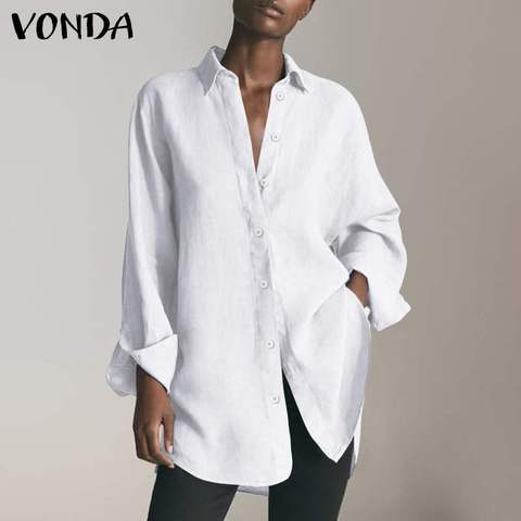 Casual Long Sleeve Solid Shirts Women Sexy Baggy Tops 2022 VONDA Ladies Party Tops Tunic Female Blusas Femininas Plus Size ► Photo 1/6