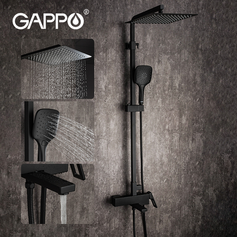 GAPPO black faucet shower bathroom hot and cold water mixer Brass faucets Bathtub waterfall shower system black faucet mixer ► Photo 1/6