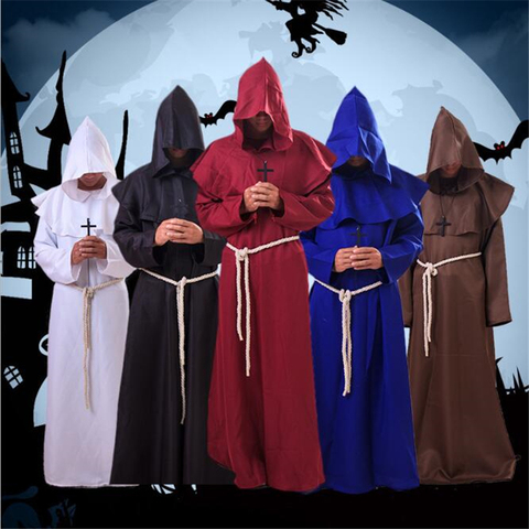 Ataullah Halloween Monk Wicca Cloak Robe For Men and Woman Larp Witch Costume Carnival Party Ghost Vampire Cosplay Dress DW002 ► Photo 1/6