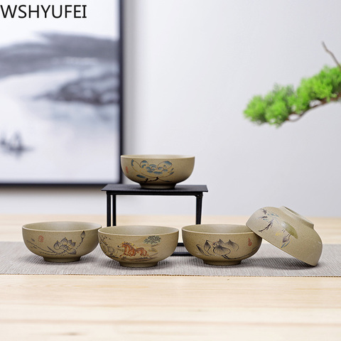 WSHYUFEI Retro ceramic tea cup Chinese Hand Made tea set teacup Office Home use Master Teacup Personal Single Cup 4 pcs/lot ► Photo 1/6