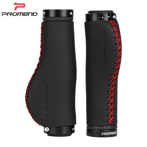 Promend Fiber leather City Mountain Bike Scooter MTB Bicycle Handlebar Cover Handle Grips Bar End Non-slip Aluminum Lock 1 pair ► Photo 1/6