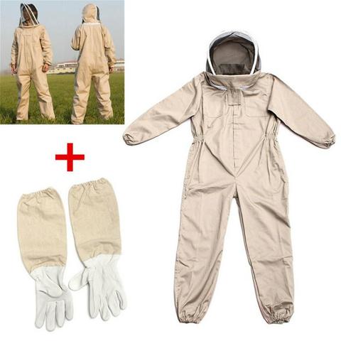2022 New Professional Ventilated Full Body Beekeeping Bee Keeping Suit With Leather Gloves Coffee Color ► Photo 1/6