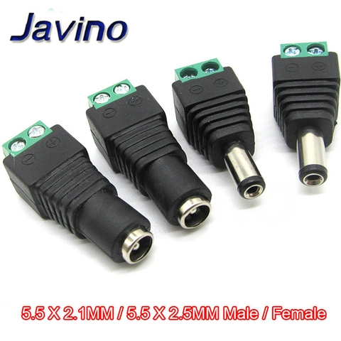 5.5mm x 2.1mm/2.5MMFemale Male DC Power Plug Adapter for 5050 3528 5060 Single Color LED Strip and CCTV Cameras ► Photo 1/6