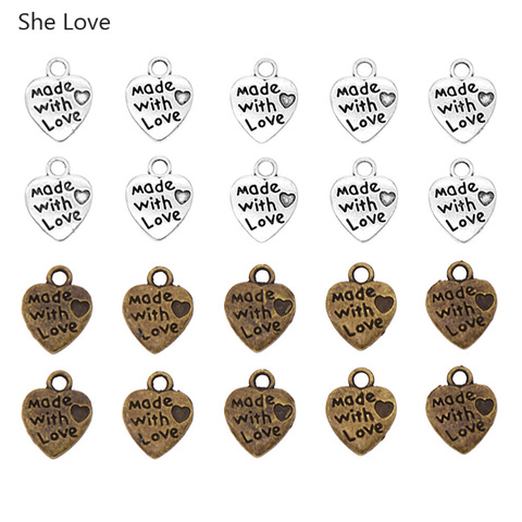 Chzimade 50Pcs Handmade Metal Heart Shaped Garment Labels For Clothing Made With Love Letter Printed Label Tag Diy Sewing Craft ► Photo 1/6