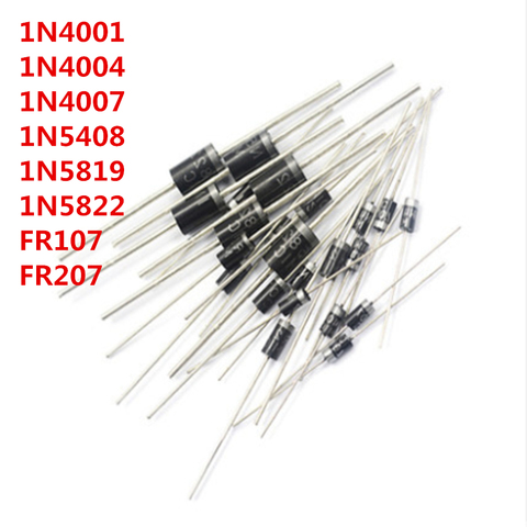 100PCS 1N4001 1N4004 1N4007 1N5408 1N5819 1N5822 FR107 FR207 DO-41 Rectifier Diode ► Photo 1/1