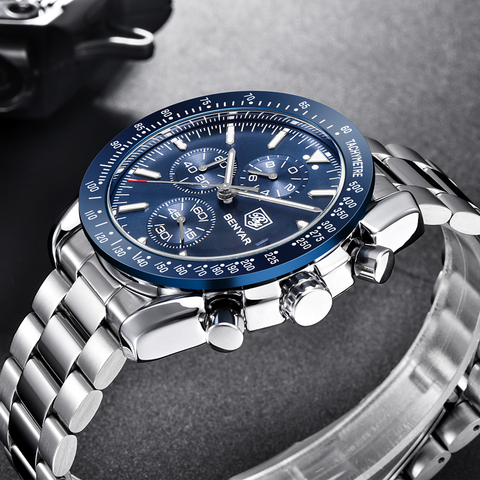 BENYAR Top Brand Luxury Full Steel Business Quartz Watch Men Casual Waterproof Sports Watches Clock Men Watch Relogio Masculino ► Photo 1/5