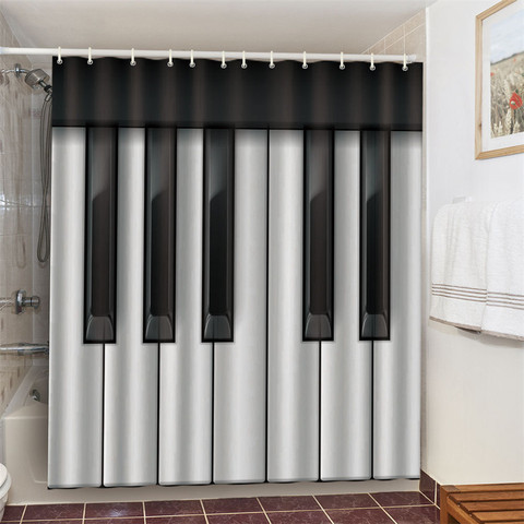 Piano Keys Shower Curtain Waterproof Polyester Fabric Music Lovers Bathroom Curtains with 12pcs Hook Ring douche gordijn zasłony ► Photo 1/6