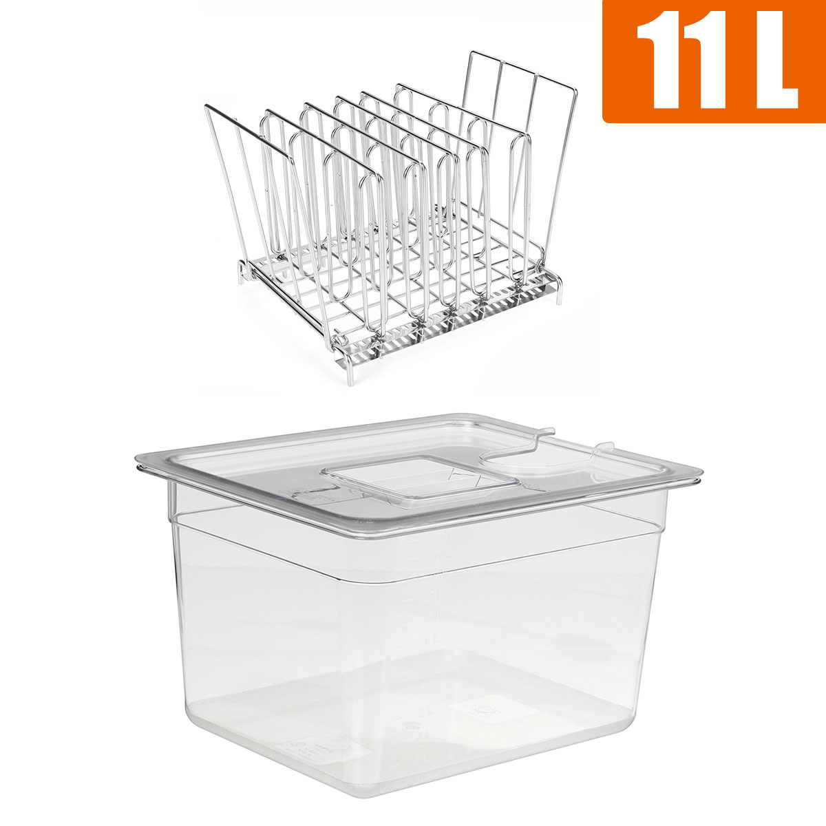 Stainless Steel Sous Vide Rack and 11L Sous Vide Cooker Containers Sets Detachable Dividers Separator for Immersion Circulators ► Photo 1/6