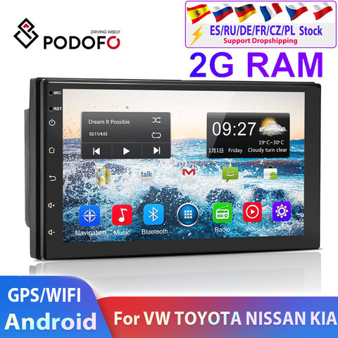 Podofo 2 din Android Car Multimedia Player 2din autoradio Navigation For Volkswagen Nissan Hyundai Kia Toyota Skoda Universal ► Photo 1/6