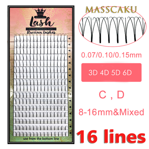 MAS Lashes 16 Lines Premade Volume Fans 3d/4d/5d/6d Lash Russian Volume Eyelash Extensions Pre made Lash Extension Faux Mink ► Photo 1/6