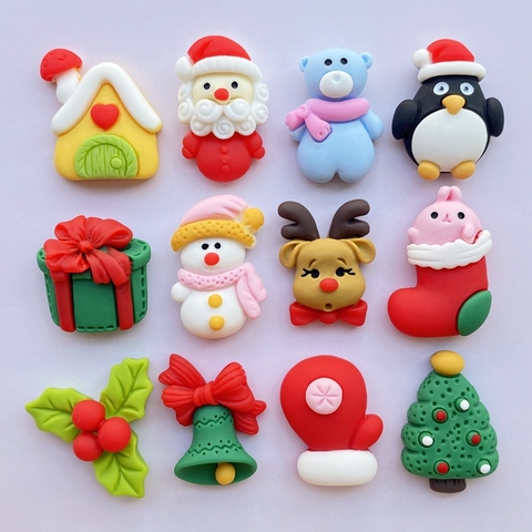 12Pcs New Cute Christmas Series Flat Back Cabochon Scrapbooking Hair Bow Center Embellishments DIY Accessories F85 ► Photo 1/6