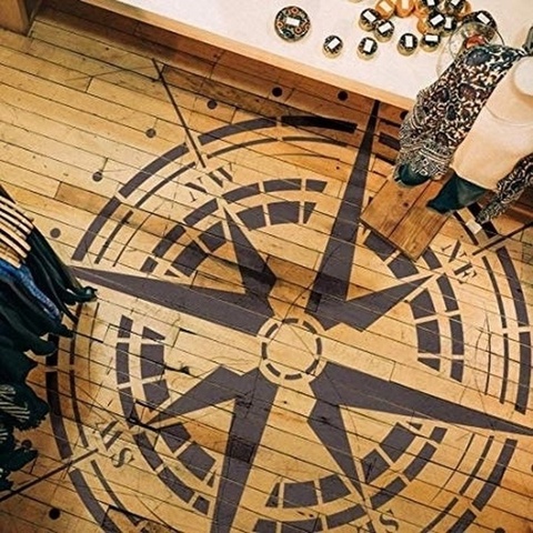 Compass Stencil for Painting on Wood, Walls, Fabric, Airbrush, More   Reusable 11.8 X 11.8 Inch Mylar Template ► Photo 1/6