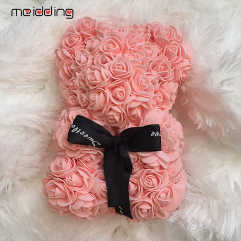 Valentines Day Rose Bear White Teddy Foam Mold Handmade Gift Wedding Deco Artificial Rose Flower For Birthday Party Decoraiton ► Photo 1/6