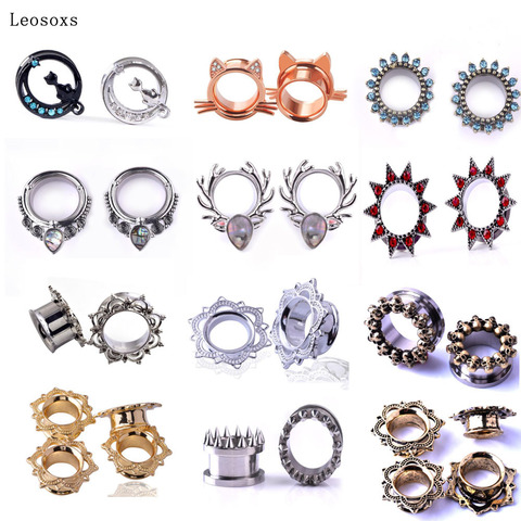 Leosoxs 1 Piece 6-25mm Hot sale stainless steel pulley hollow fashion auricle ear expansion body piercing jewelry ► Photo 1/6