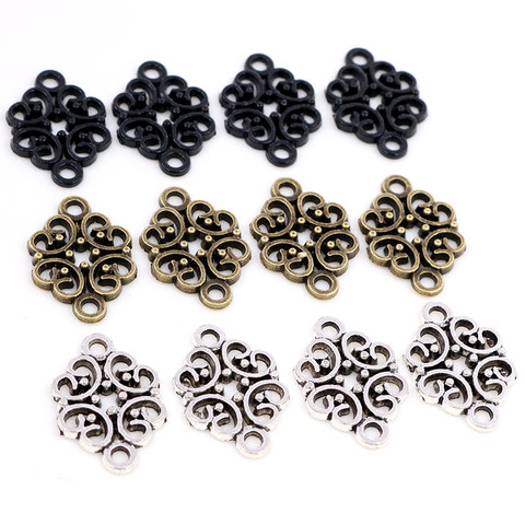 20x13mm 20pcs Antique Silver Plated /Bronze/Black color Flower Style Connector Handmade Charms Pendant:DIY for bracelet necklace ► Photo 1/5