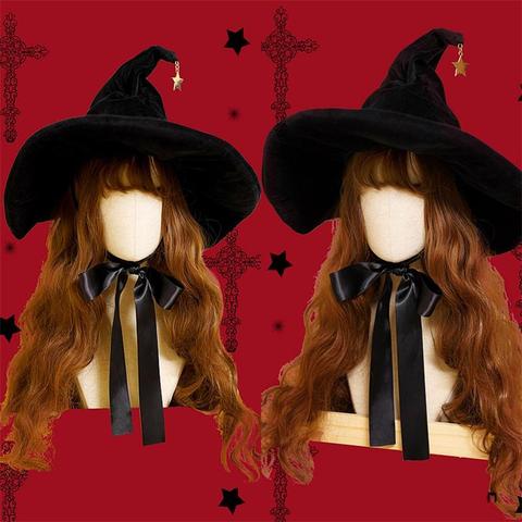 Retro Witch Hats Masquerade Bandage Bow Wizard Hat Adult Gothic Lolita Cosplay Costume Accessories Halloween Party Dress Decor ► Photo 1/6