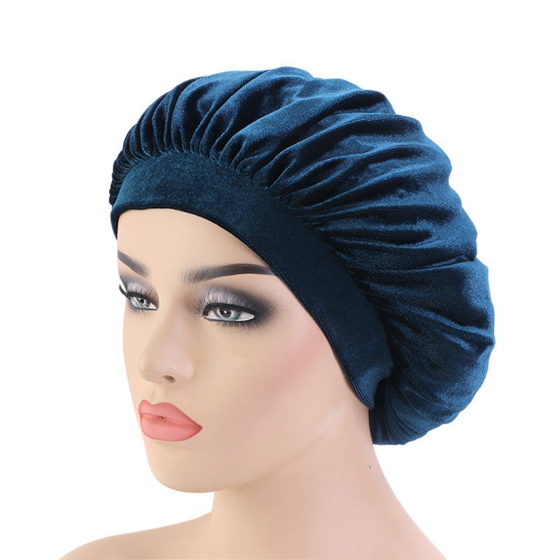 Women Winter Velvet Turban Brooch Cap Muslim Chemo Wrap Head Beanie Bonnet Hat 