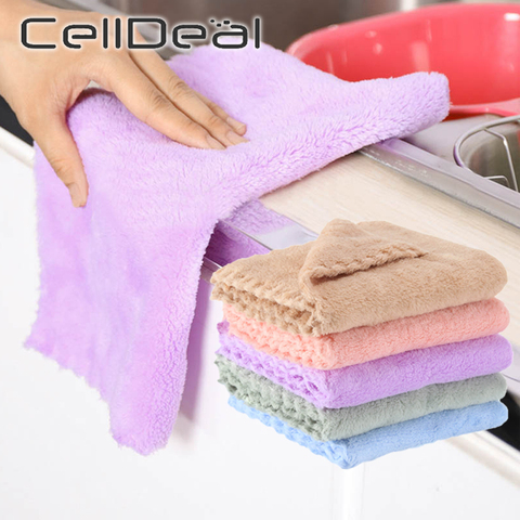 Thicker Kitchen Cleaning Rag Absorbent Scouring Pad Rag Home Microfiber Towels Tableware Non-stick Oil Cleaning Wiping Towel ► Photo 1/6