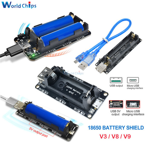 ESP32 ESP32S 16340 18650 Lithium Battery Shield V3 V8 V9 5V/3A 3V/1A 3.3V 5V Power Bank Battery Charging Module Micro USB Type-A ► Photo 1/6