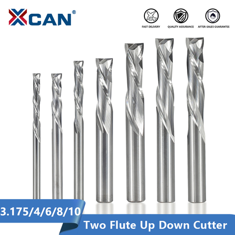 XCAN Up Down Cutter 3.175/4/5/6/8/10mm Shank Aluminum Cutting CNC Milling Cutter 2 Flute Carbide End Mill ► Photo 1/6