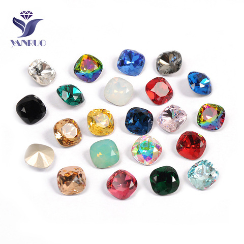 YANRUO 4470 Cushion Cut Pointback Diamond Glass Stones Sewing Crystals For Studs Sewn Jewelry For Clothes Dress ► Photo 1/6