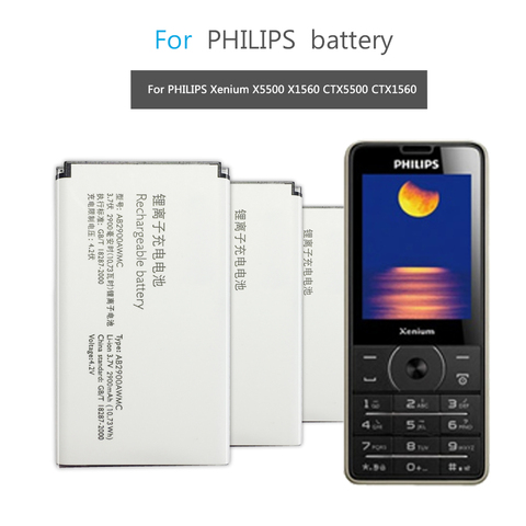 AB2900AWMC For PHILIPS Xenium X5500 X1560 CTX5500 CTX1560 Mobile Phone Replacement Battery 2900mAh ► Photo 1/6