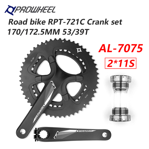 PROWHEEL Road Bike Double Crankset 2x11 Speed 170mm Crank 110BCD 53/39T Chainrings with Bottom Bracket BB Road Bicycle Sprocket ► Photo 1/6