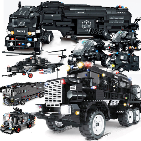 special forces SWAT military vehicle car police Station bus sets building blocks kits helicopters city arms truck arrest Patrol ► Photo 1/6