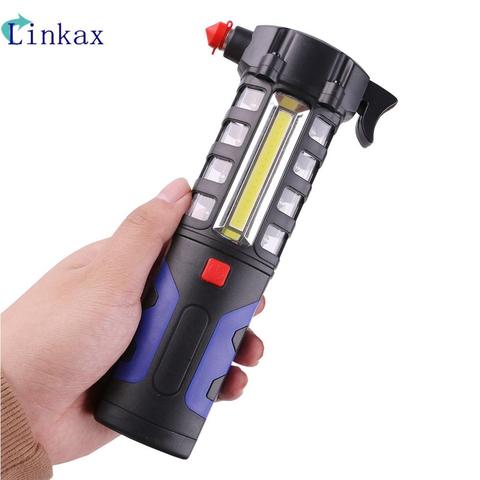 Multifunction Car Emergency Tool Escape Safety Torch Tool COB 16 LEDs Powerful Work Light Lamp Lanterna LED Flashlight ► Photo 1/6