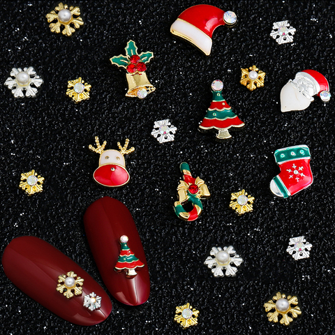 9 Designs Christmas Tree sock snowflake Nail Art Decorations Alloy Metal DIY 3D Nail Rhinestones Accessories Jewelry Tools ► Photo 1/6