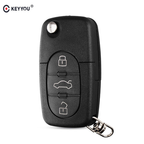 KEYYOU Replacement 3 Buttons Flip Car Key Case Shell Fob For Audi TT A4 A6 A8 Quattro With Blade CR1620 ► Photo 1/6