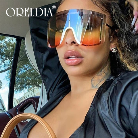 Oversized Women Blue Yellow Gradient Sunglasses Fashion Rimless Metal Female Shades Luxury Brand Designer Personality Eyewear ► Photo 1/6