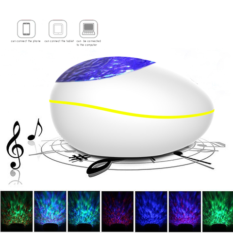 Lucky Stone Ocean Wave Projector Night Light Lamp Bluetooth Music Player Remote Control Water Wave Color Led Projector For Baby ► Photo 1/6
