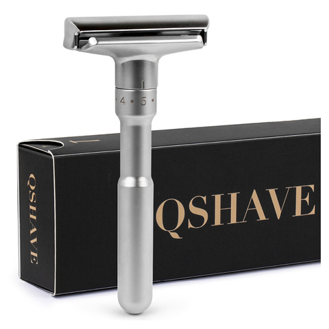 QSHAVE Adjustable Safety Razor Double Edge Classic Mens Shaving Mild to Aggressive 1-6 File Hair Removal Shaver it with 5 Blades ► Photo 1/6