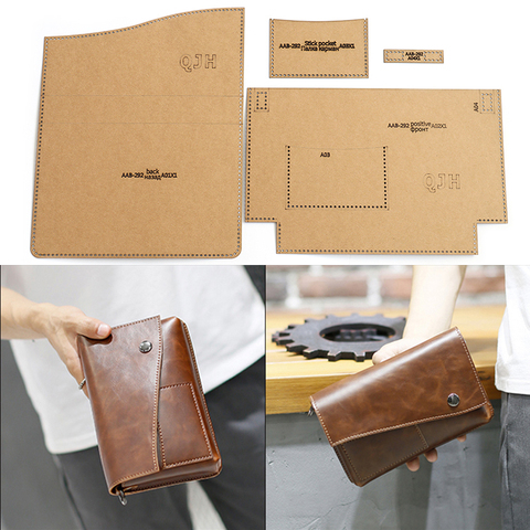 1Set DIY Kraft Paper Template Leisure Men's Clutch Business Storage Bag Leather Craft Pattern DIY Stencil Sewing Pattern 20*13cm ► Photo 1/6